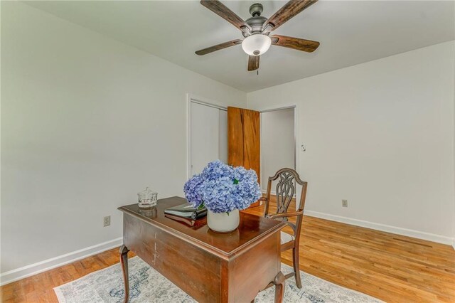 103 White Cir, Rockmart, GA 30153 - office with baseboards, a ceiling fan, and light wood-type flooring