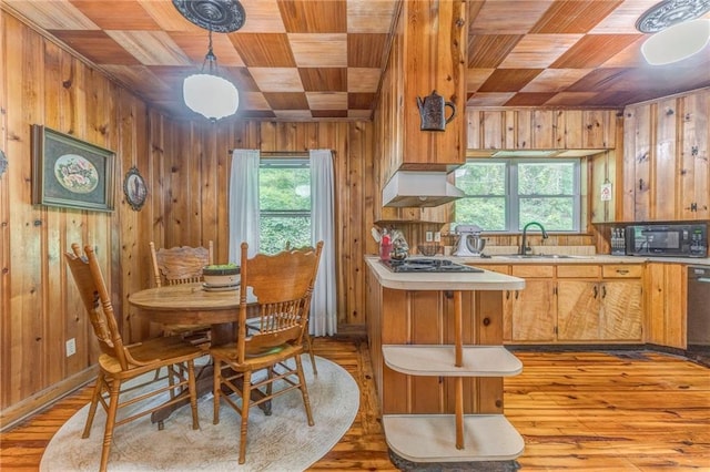 103 White Cir, Rockmart, GA 30153 - dining area with wooden ceiling, wood walls, plenty of natural light, and wood finished floors