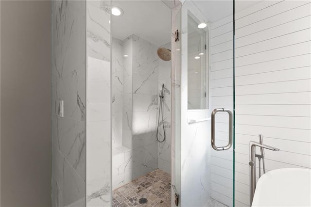 4635 Dawsonville Hwy, Gainesville, GA 30506 - bathroom featuring a marble finish shower and a soaking tub