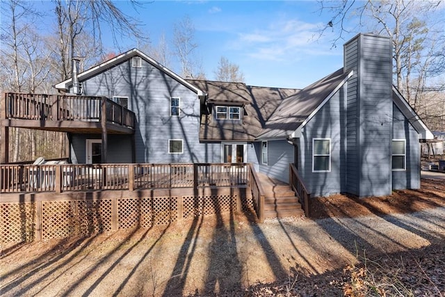 4635 Dawsonville Hwy, Gainesville, GA 30506 - back of house featuring a wooden deck and a chimney