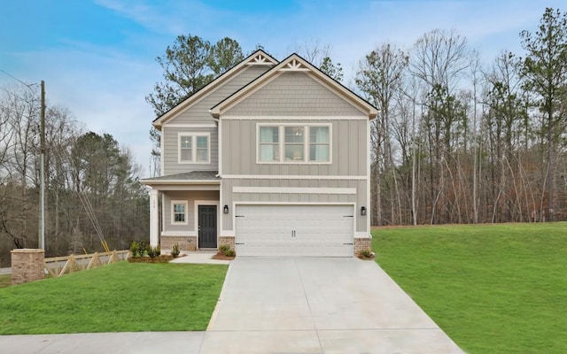 104 Chapel Hill Pkwy, Newnan, GA 30263 - craftsman inspired home with a front yard, driveway, a garage, and board and batten siding
