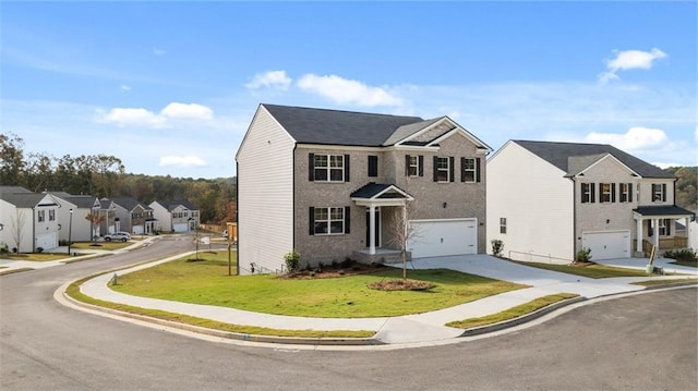1316 Village Brook Dr, Dacula, GA 30019 - traditional home featuring a residential view, concrete driveway, a garage, and a front lawn