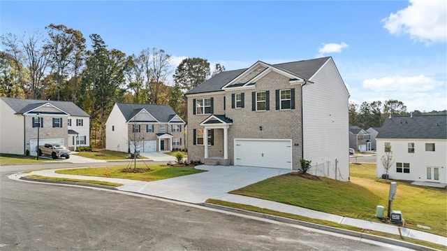 1316 Village Brook Dr, Dacula, GA 30019 - view of front facade featuring a residential view, concrete driveway, an attached garage, and a front yard