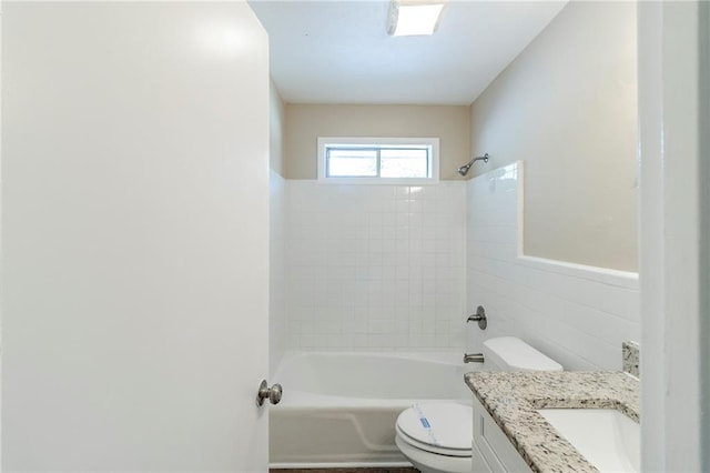 738 Laverne Dr NW, Atlanta, GA 30318 - full bathroom with toilet, tile walls, washtub / shower combination, and vanity