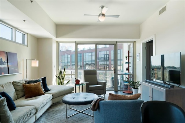 1100 Howell Mill Rd NW Unit 708, Atlanta, GA 30318 - living area with ceiling fan