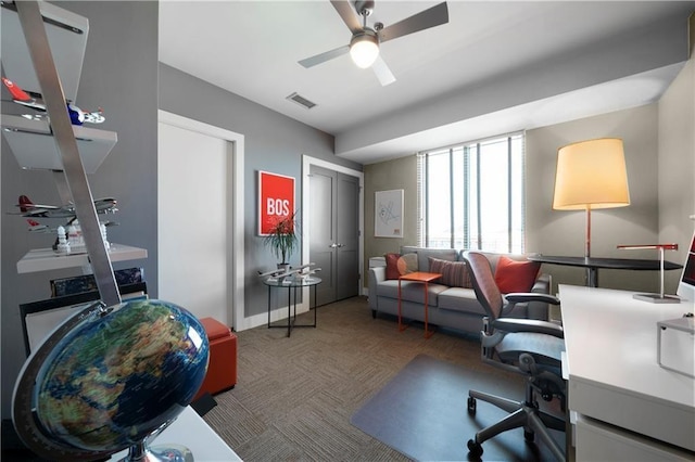 1100 Howell Mill Rd NW Unit 708, Atlanta, GA 30318 - carpeted office featuring a ceiling fan and baseboards
