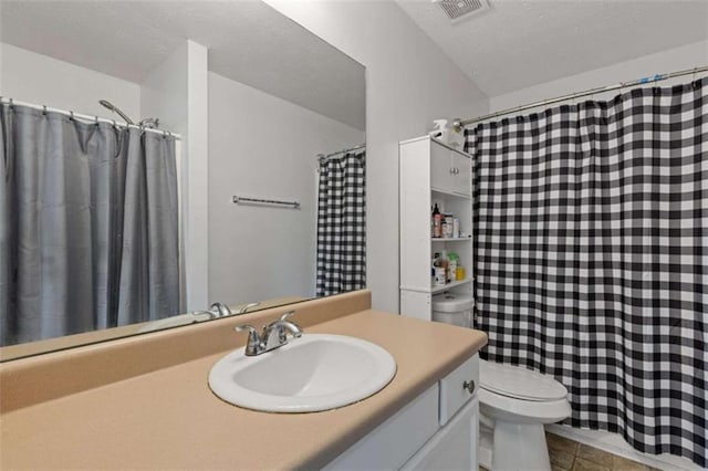 1450 Steam Engine Way, Conyers, GA 30013 - bathroom with vanity, toilet, tile patterned floors, and a shower with curtain