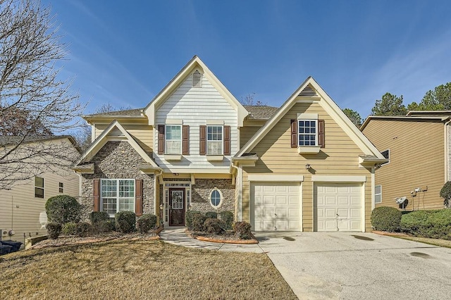 exterior space with a garage