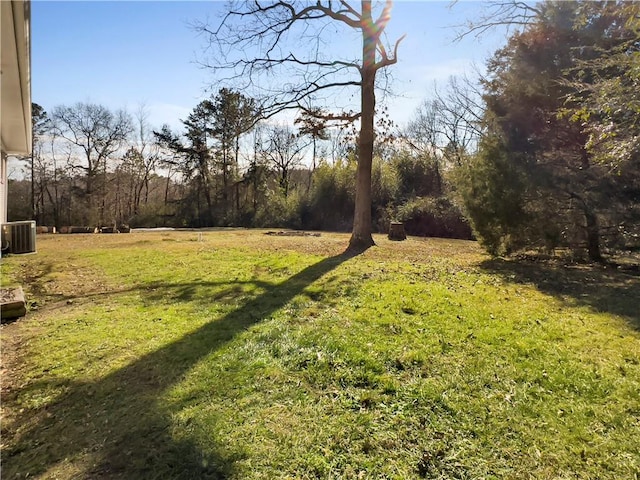 view of yard with central AC unit