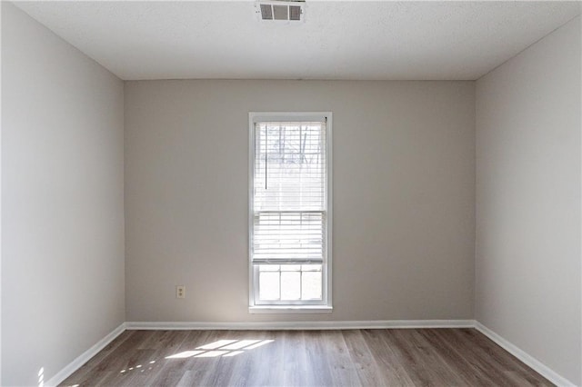 spare room with a wealth of natural light and wood-type flooring