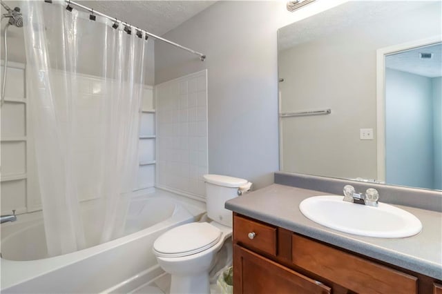 5351 Paramount View Way, Sugar Hill, GA 30518 - bathroom with vanity, shower / bath combo with shower curtain, and a textured ceiling