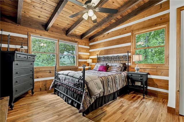 212 Dogpatch Ln, Blue Ridge, GA 30513 - bedroom featuring wood ceiling, wooden walls, and wood finished floors