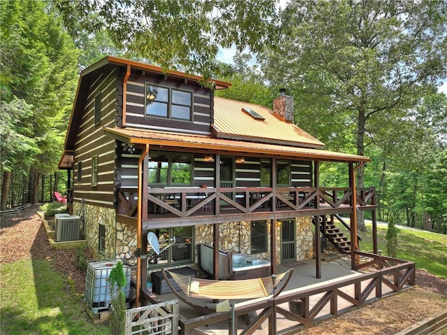 212 Dogpatch Ln, Blue Ridge, GA 30513 - view of patio featuring cooling unit, a deck, and stairway