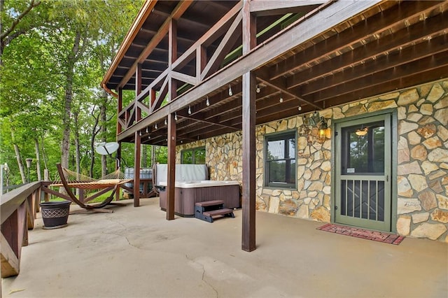 212 Dogpatch Ln, Blue Ridge, GA 30513 - view of patio / terrace featuring a hot tub