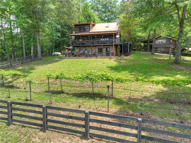 212 Dogpatch Ln, Blue Ridge, GA 30513 - view of yard with stairway and a deck