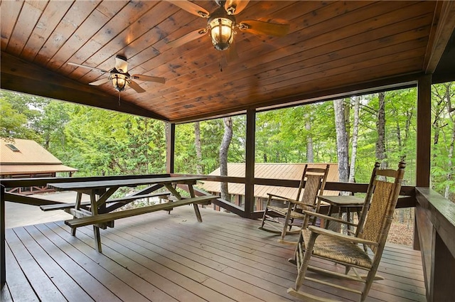 212 Dogpatch Ln, Blue Ridge, GA 30513 - deck featuring ceiling fan