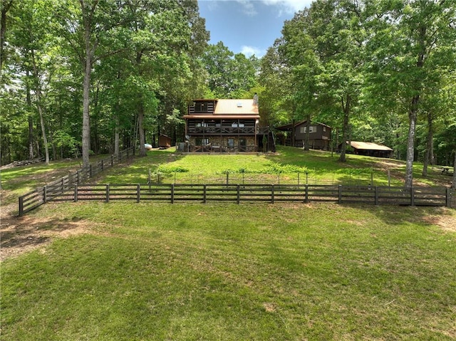 212 Dogpatch Ln, Blue Ridge, GA 30513 - view of yard with a wooden deck and an outbuilding