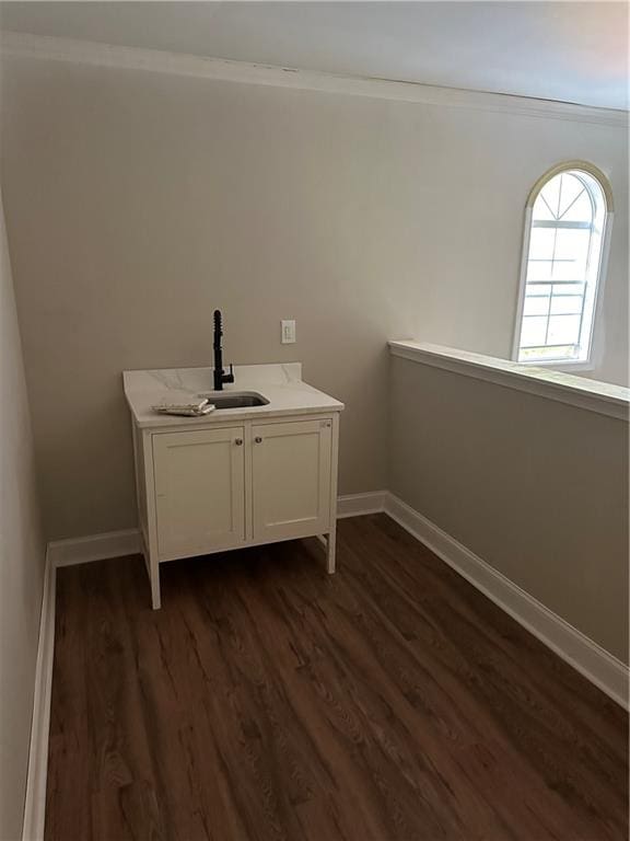 bathroom featuring wood-type flooring and vanity