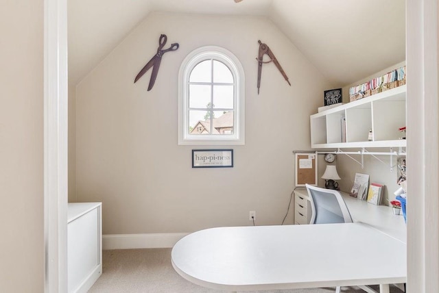 interior space featuring lofted ceiling