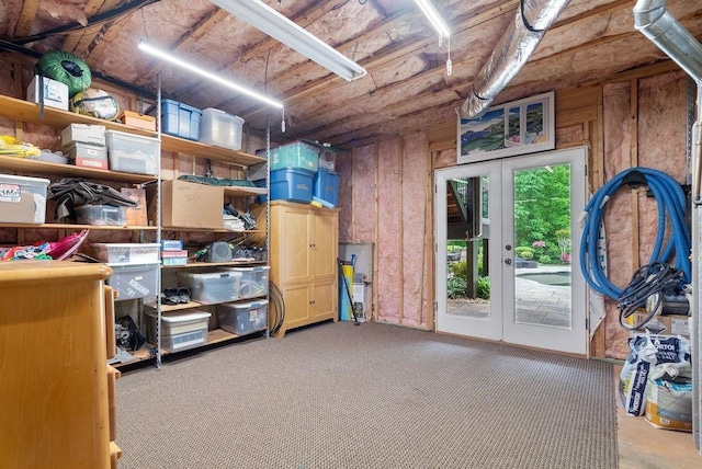 storage area with french doors