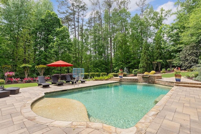 outdoor pool featuring a patio area