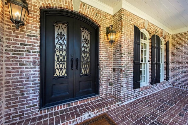 entrance to property featuring french doors