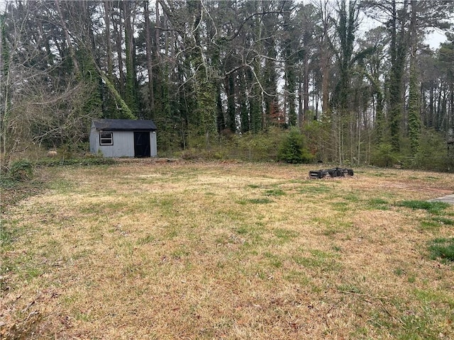 view of yard featuring a storage unit and an outdoor structure