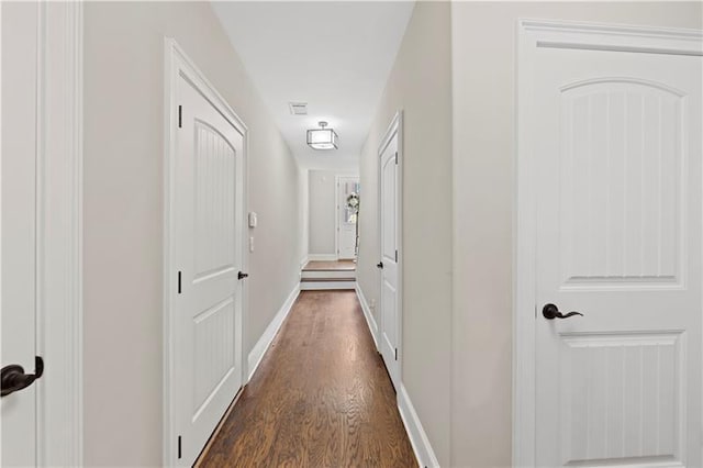 hall featuring dark hardwood / wood-style floors