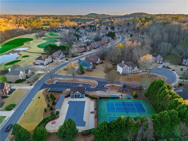 birds eye view of property featuring a residential view and a mountain view