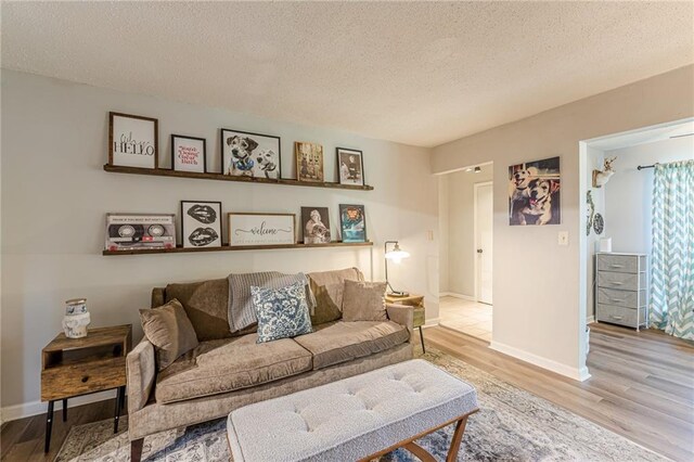 215 Cobblestone Trl, Avondale Estates, GA 30002 - living room with light wood-type flooring, a textured ceiling, and baseboards
