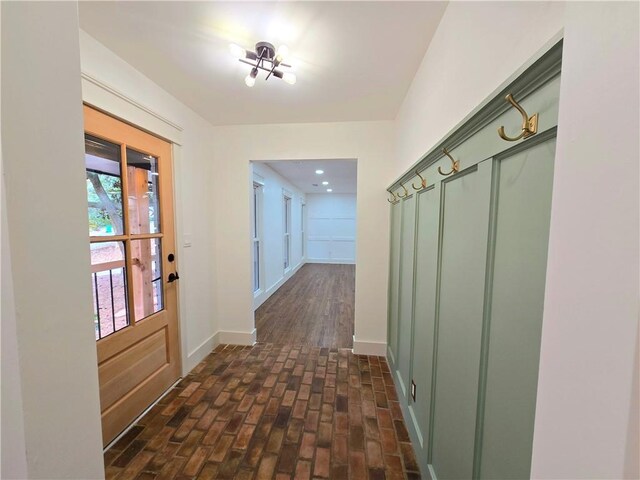 interior space featuring an inviting chandelier