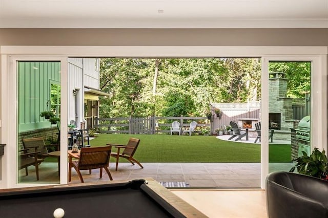 doorway featuring pool table