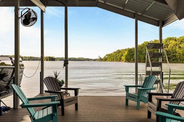 dock area with a water view