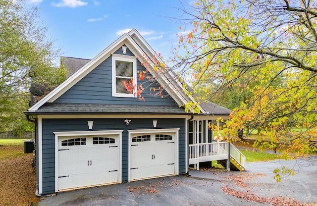 garage with central air condition unit