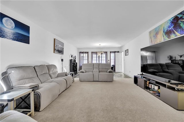 view of carpeted living area