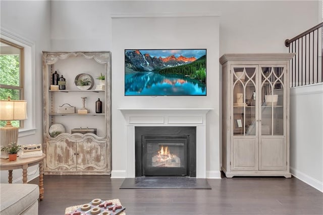 6179 Ashbranch Dr, Acworth, GA 30101 - living area featuring wood finished floors and a glass covered fireplace