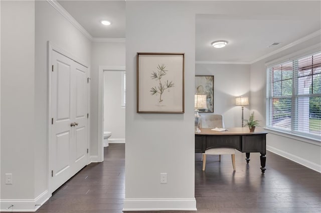 6179 Ashbranch Dr, Acworth, GA 30101 - office with hardwood / wood-style flooring, ornamental molding, and baseboards
