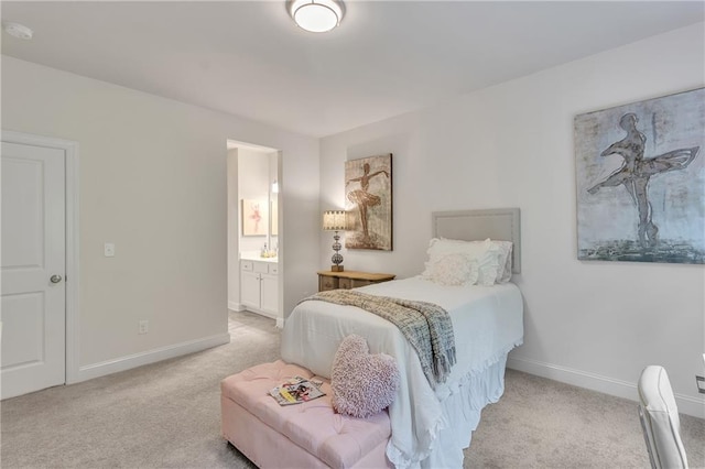 6179 Ashbranch Dr, Acworth, GA 30101 - bedroom featuring light carpet, baseboards, and connected bathroom