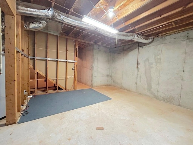 view of unfinished basement