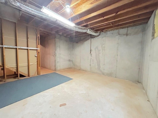 view of unfinished basement