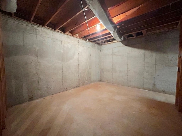 view of unfinished basement