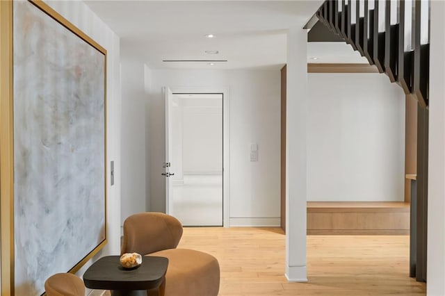 interior space with light hardwood / wood-style flooring