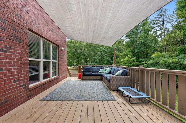 deck featuring an outdoor living space