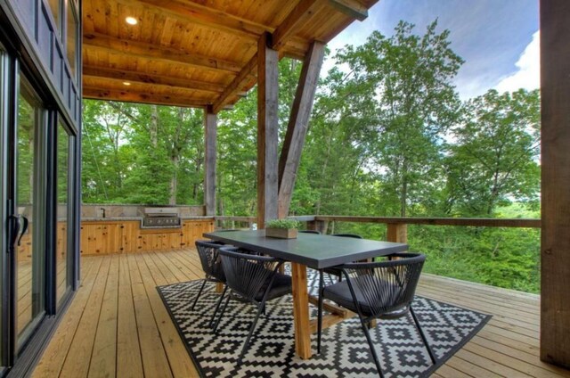 897 Faraday Dr, Ellijay, GA 30540 - deck with an outdoor kitchen and outdoor dining space