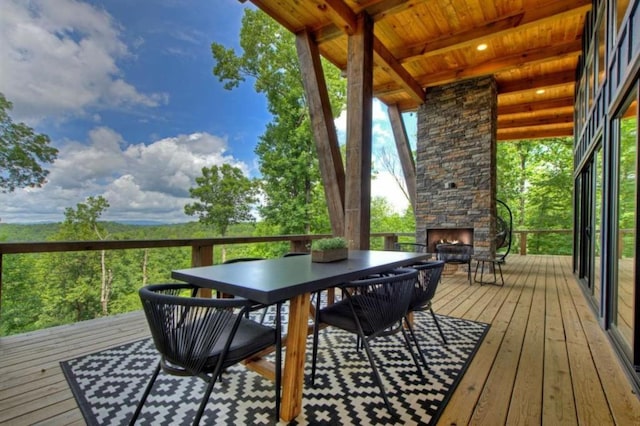 897 Faraday Dr, Ellijay, GA 30540 - wooden deck with an outdoor stone fireplace