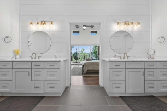 897 Faraday Dr, Ellijay, GA 30540 - bathroom with two vanities and tile patterned flooring
