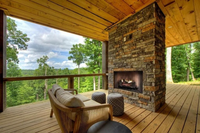 897 Faraday Dr, Ellijay, GA 30540 - wooden terrace with an outdoor stone fireplace