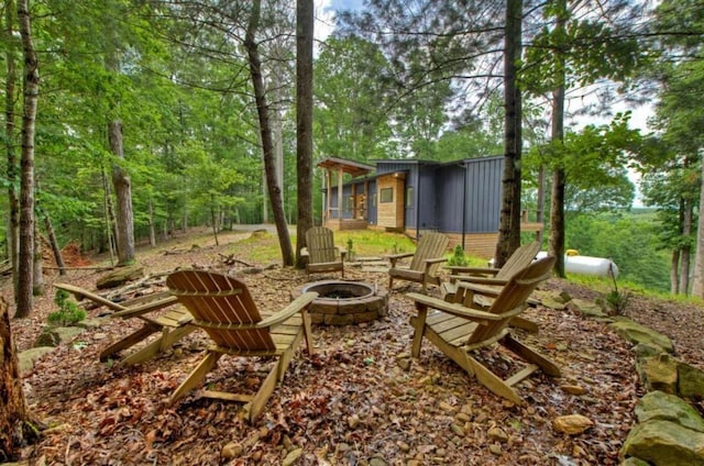 897 Faraday Dr, Ellijay, GA 30540 - view of patio featuring a fire pit