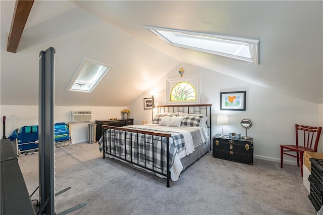 4442 Academy St, Acworth, GA 30101 - bedroom with a skylight, lofted ceiling, carpet, and a wall mounted air conditioner