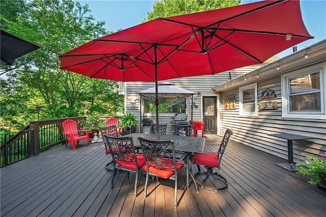 4442 Academy St, Acworth, GA 30101 - wooden deck with outdoor dining area and grilling area